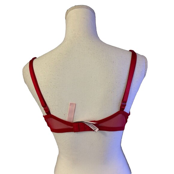 Victoria's Secret red plaid w/sparkly gold accent push up bra size 38C pre-loved - Picture 4 of 9
